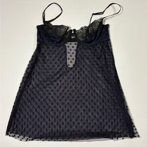 Victoria’s Secret Y2K Babydoll Purple Goth Polka Dot Sheer Lingerie Women’s 36C
